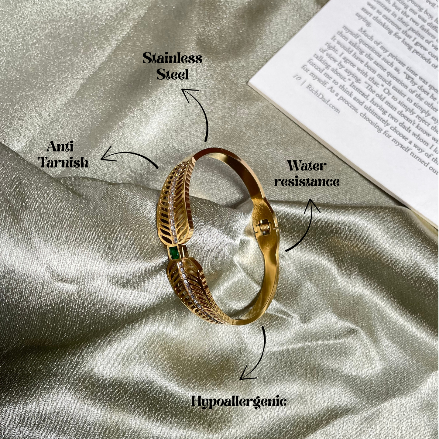 Golden Fern Embrace Bracelet