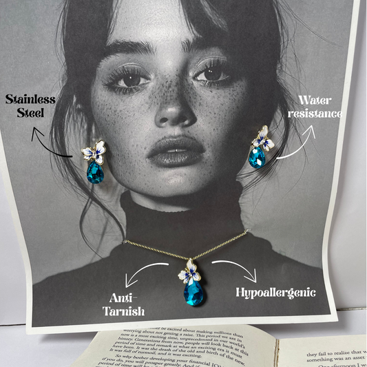 Blue Blossom Set of Earring and Necklace