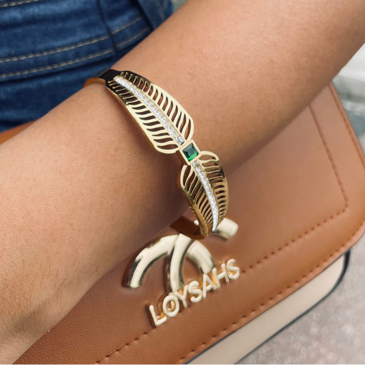 Golden Fern Embrace Bracelet