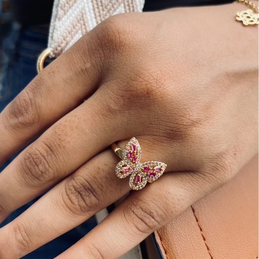 Blush Bloom Butterfly Ring