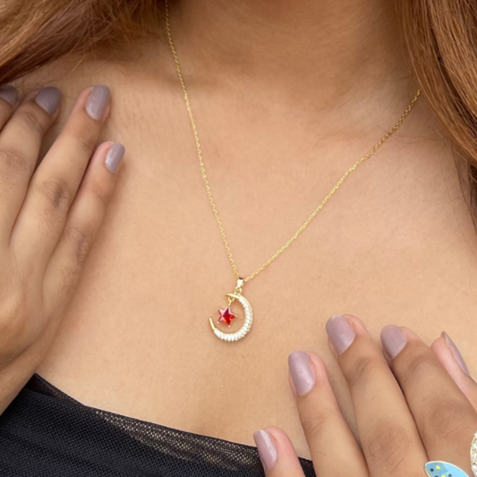 Scarlet Crescent Necklace